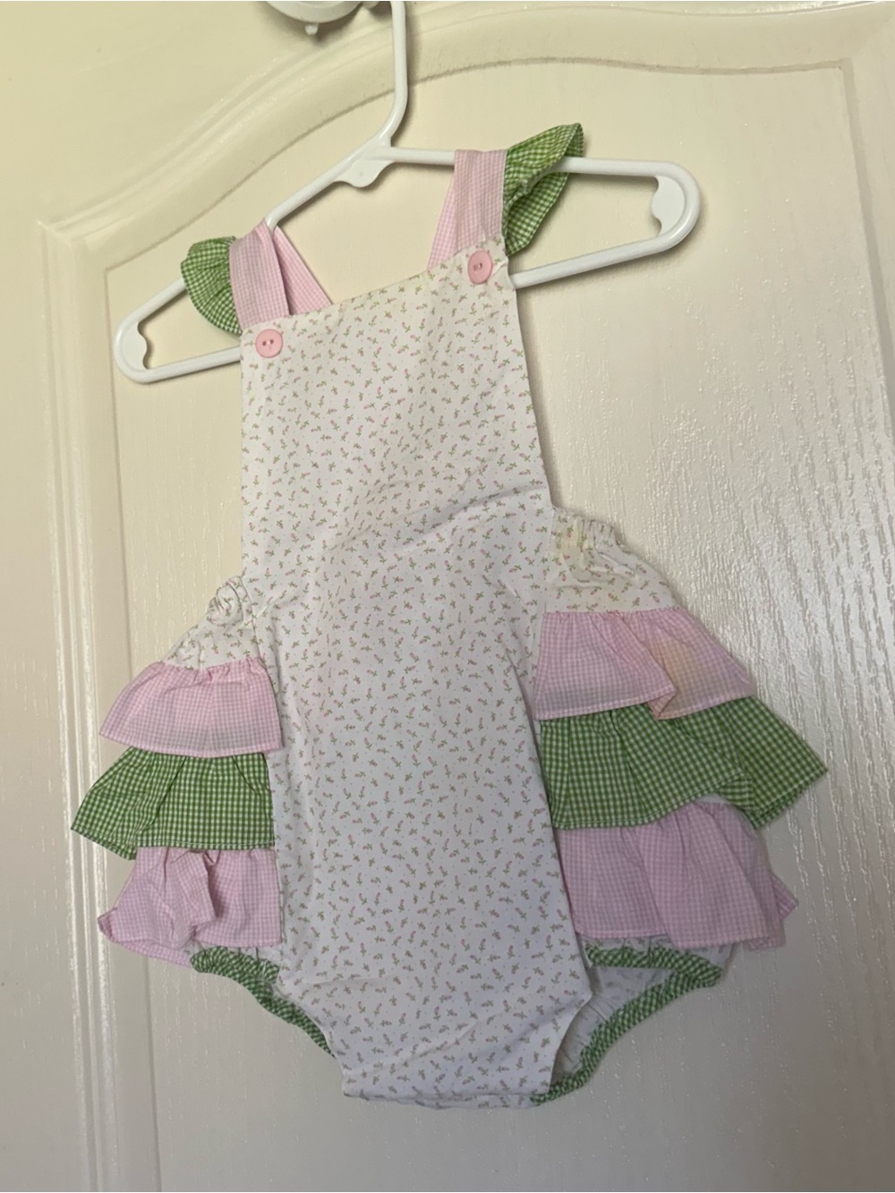 PA Classics Baby Girl Floral Ruffle Bubble Romper 6 Months